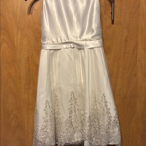 Elegant White Satin Kids Dress